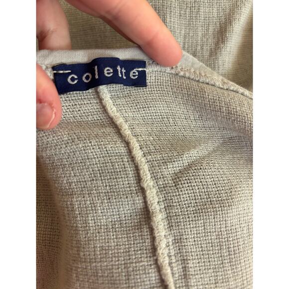 Colette Italy Made Linen Blend Shirt Crop Top Gray Short Sleeve - Picture 2 of 7